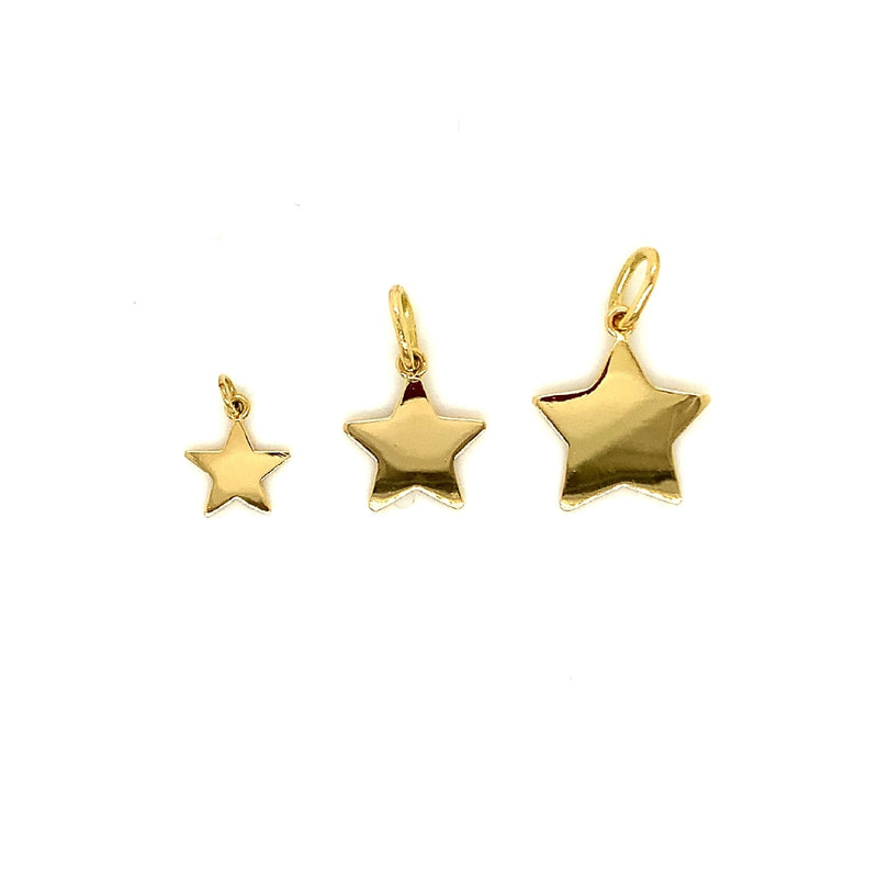 18CT YELLOW GOLD FLAT STAR PENDANT HAND CRAFTED