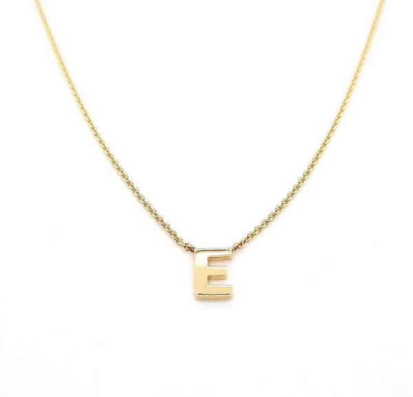 NECKLACE 18CT YELLOW GOLD INITIAL E NECKLACE HAND CRAFTED