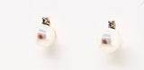 9CT WHITE GOLD STUD EARRINGS FRESH WATER PEARLS AND BRILLIANT CUT DIAMONDS HAND CRAFTED