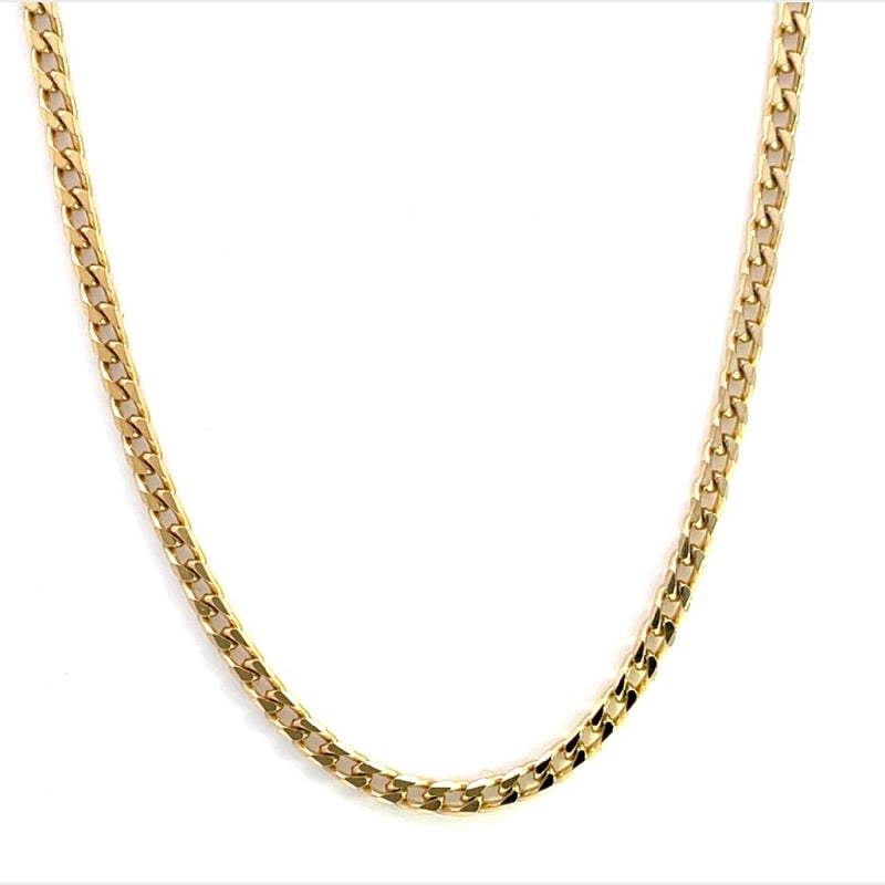 9CT YELLOW GOLD CURBY SQUARE LINK CHAIN 50CM LONG ITALIAN MADE