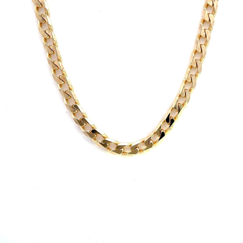 9CT YELLOW GOLD CURBY SQUARE LINK CHAIN 60CM LONG ITALIAN MADE
