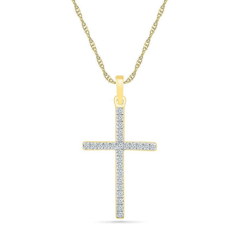 10CT YELLOW GOLD CROSS CLAW SET BRILLIANT CUT DIAMONDS IMPORTED