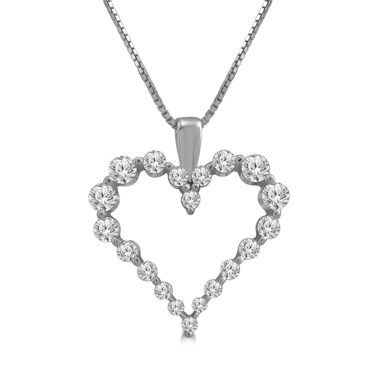 10CT WHITE GOLD CUT OUT HEART PENDANT CLAW SET BRILLIANT CUT DIAMONDS IMPORTED
