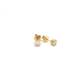 18CT YELLOW GOLD STUD EARRINGS CLAW SET BRILLIANT CUT DIAMONDS HAND CRAFTED