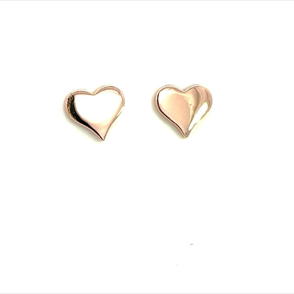 9CT ROSE GOLD HEART SHAPE STUDS EARRINGD HAND CRAFTED