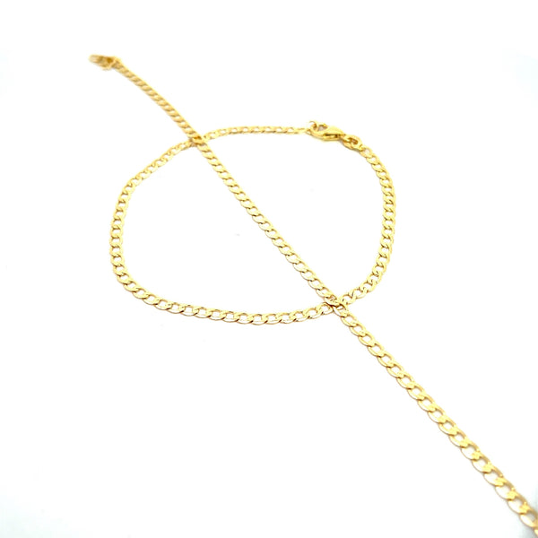 9CT YELLOW GOLD CURBY LINK HOLLOW BRACELET 19CM LONG ITALIAN MADE