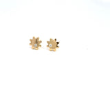 18CT YELLOW GOLD 8 SIDE DAISY STUD EARRINGS BRILLIANT CUT DIAMONDS HAND CRAFTED