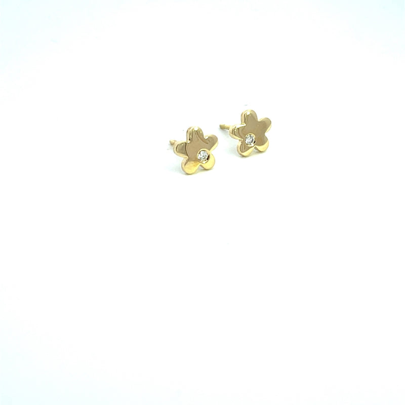 18CT YELLOW GOLD 5 SIDE DAISY STUD EARRINGS BRILLIANT CUT DIAMONDS HAND CRAFTED