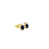 STUD EARRINGS 9CT YELLOW GOLD BRILLIANT CUT DIAMONDS AND BLUE SAPPHIRES CLAW SET HAND CRAFTED