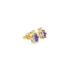 STUD EARRINGS 9CT YELLOW GOLD BRILLIANT CUT DIAMONDS AND TANZANITE CLAW SET HAND CRAFTED
