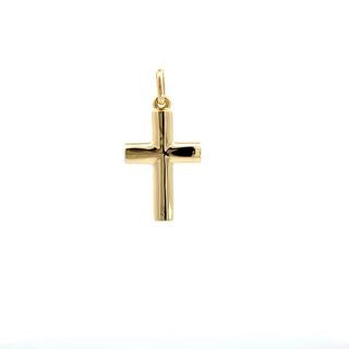 CROSS 18CT YELLOW GOLD SINGLE SIDED HALF ROUND FLAT BACK SOLID HAND CRAFTED
