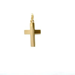 CROSS 18CT YELLOW GOLD SINGLE SIDED HALF ROUND FLAT BACK SOLID HAND CRAFTED