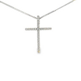CROSS 18CT WHITE GOLD BRILLIANT CUT DIAMONDS CLAW SET HAND CRAFTED