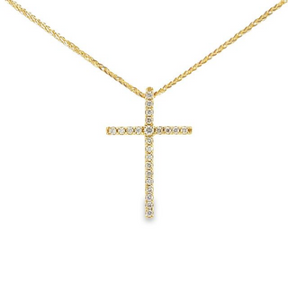 CROSS 18CT YELLOW GOLD BRILLIANT CUT DIAMONDS CLAW SET HAND CRAFTED 2