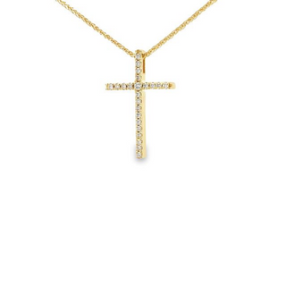 CROSS 18CT YELLOW GOLD BRILLIANT CUT DIAMONDS CLAW SET HAND CRAFTED 2